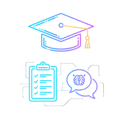 AI Career Discovery - Graduation cap, checklist, and AI chat illustration